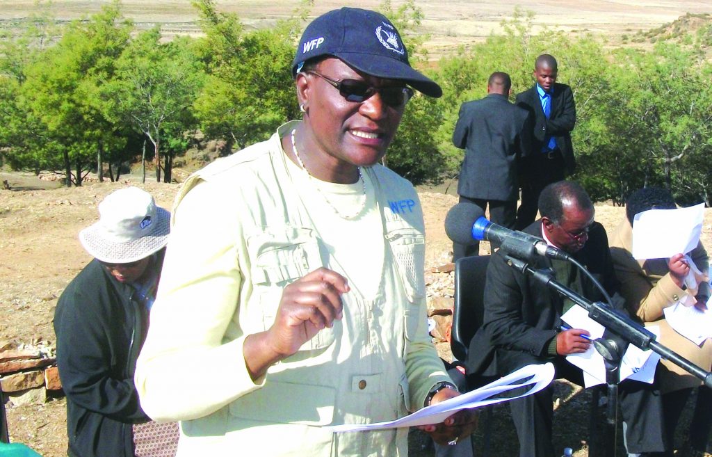 WFP Country Director Mary Njoroge speaking during Monday's visit