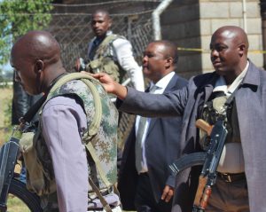 DPM Mothetjoa Metsing at the scene at his body guard's house at Khubetsoana on Wednesday