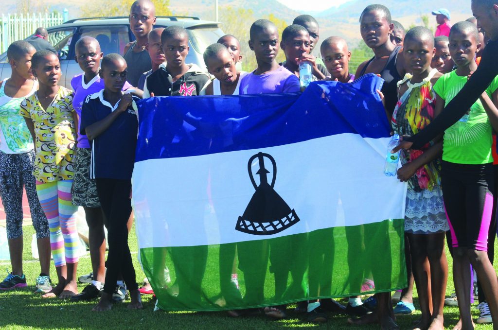 Some of team LEsotho members to cossasa pose for a photo during their training session at Setsoto Stadium on tuesday