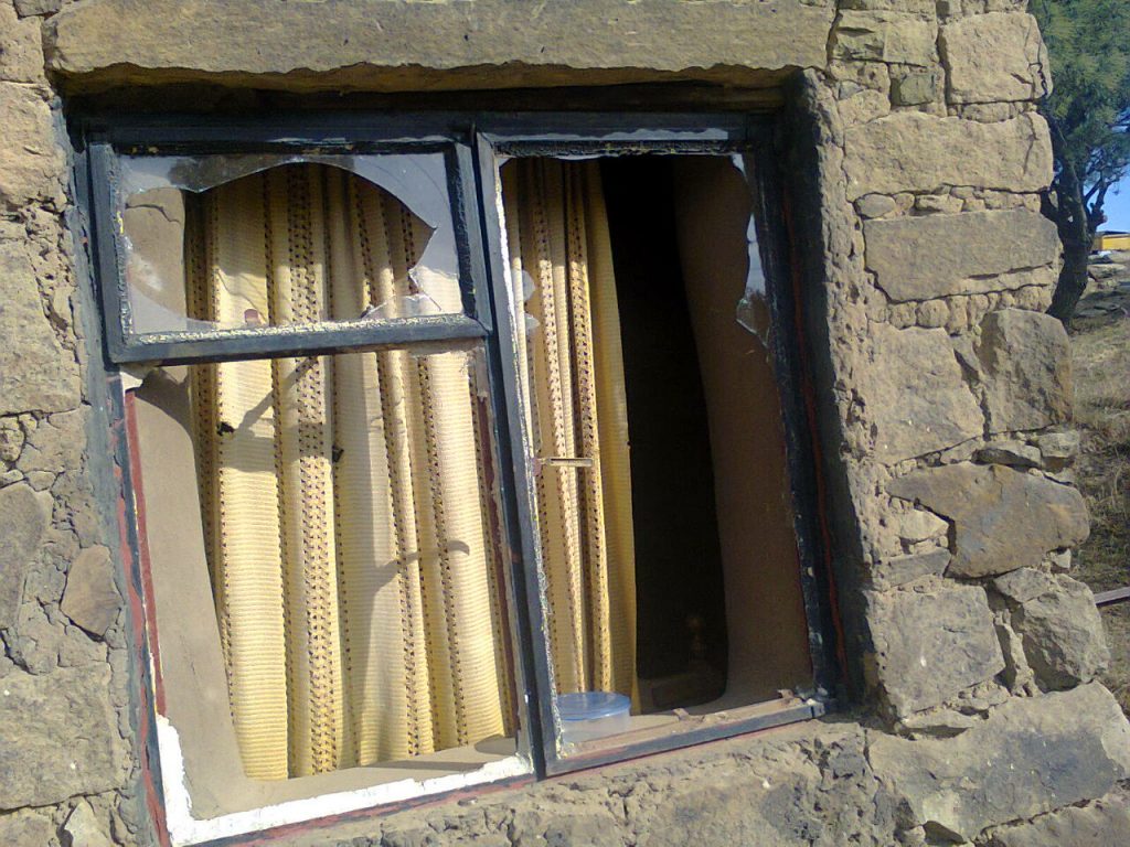 Windows of a House hit by bomb blast