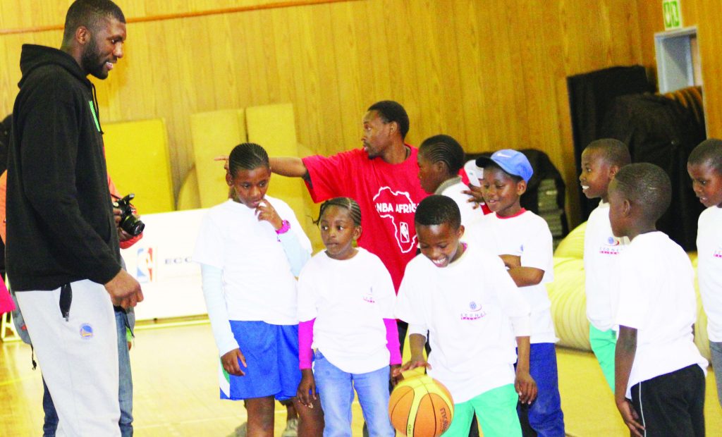 National Basketball Association (NBA) Star, Festus Ezeli, arrived in the country on Monday where he held coaching clinics at Lehakoe club 