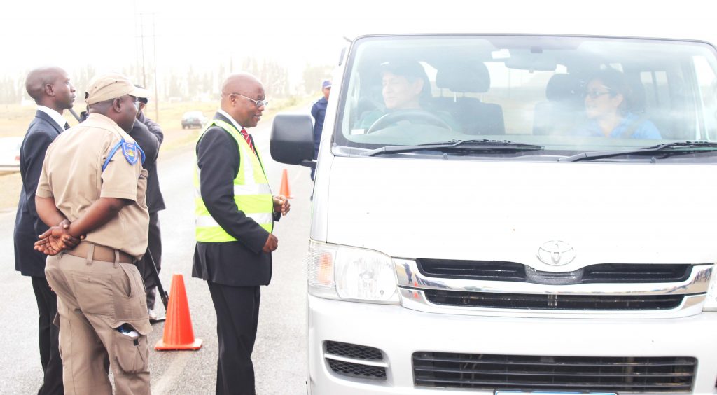 Minister of Public Works & Transport Ts'oeu Mokeretla officially launch 2015 Road Safety Chrismas Campaign in Maputsoe on Monday 