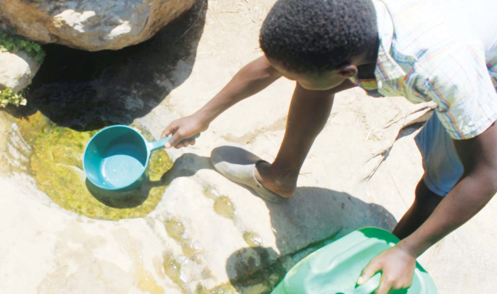 It takes not less than 20 minutes to fill 25liter container as the water drops very slowly into this tiny well 